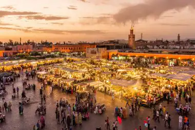 Marokko Marrakesch Incentivereise Offsite Tagung Marktplatz Jemaa el Fnaa
